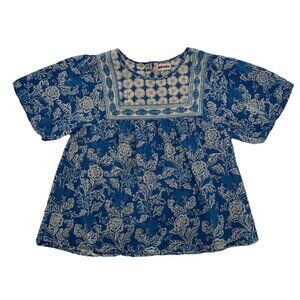 Fabindia 100 % Cotton Blue Floral Boho Cottagecore Lightweight Woman’s Shirt M